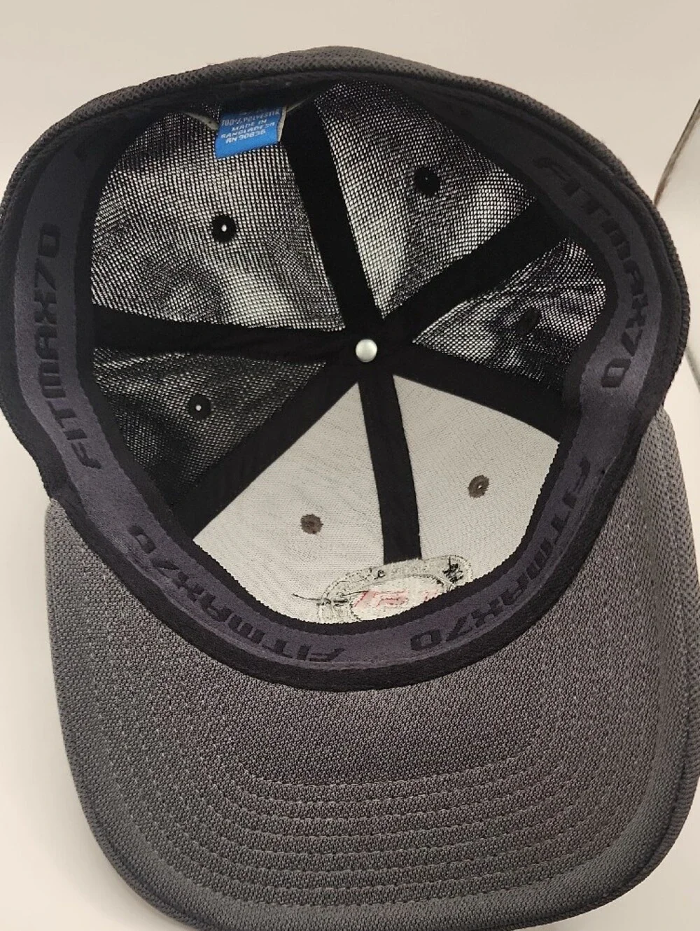 Port Authority Gray and Black Baseball Cap with Red Logo